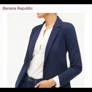 Banana republic wool long and lean work suit in mid-blue